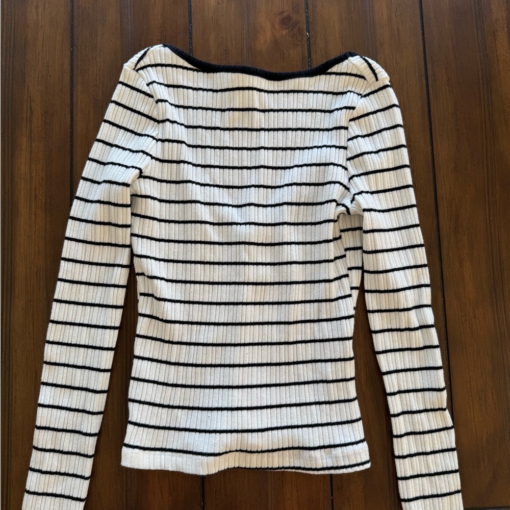 Elegant Black and White Striped Women's Blouse